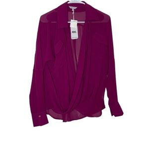 Naked Zebra long sleeve sheer blouse. Size S. NWT